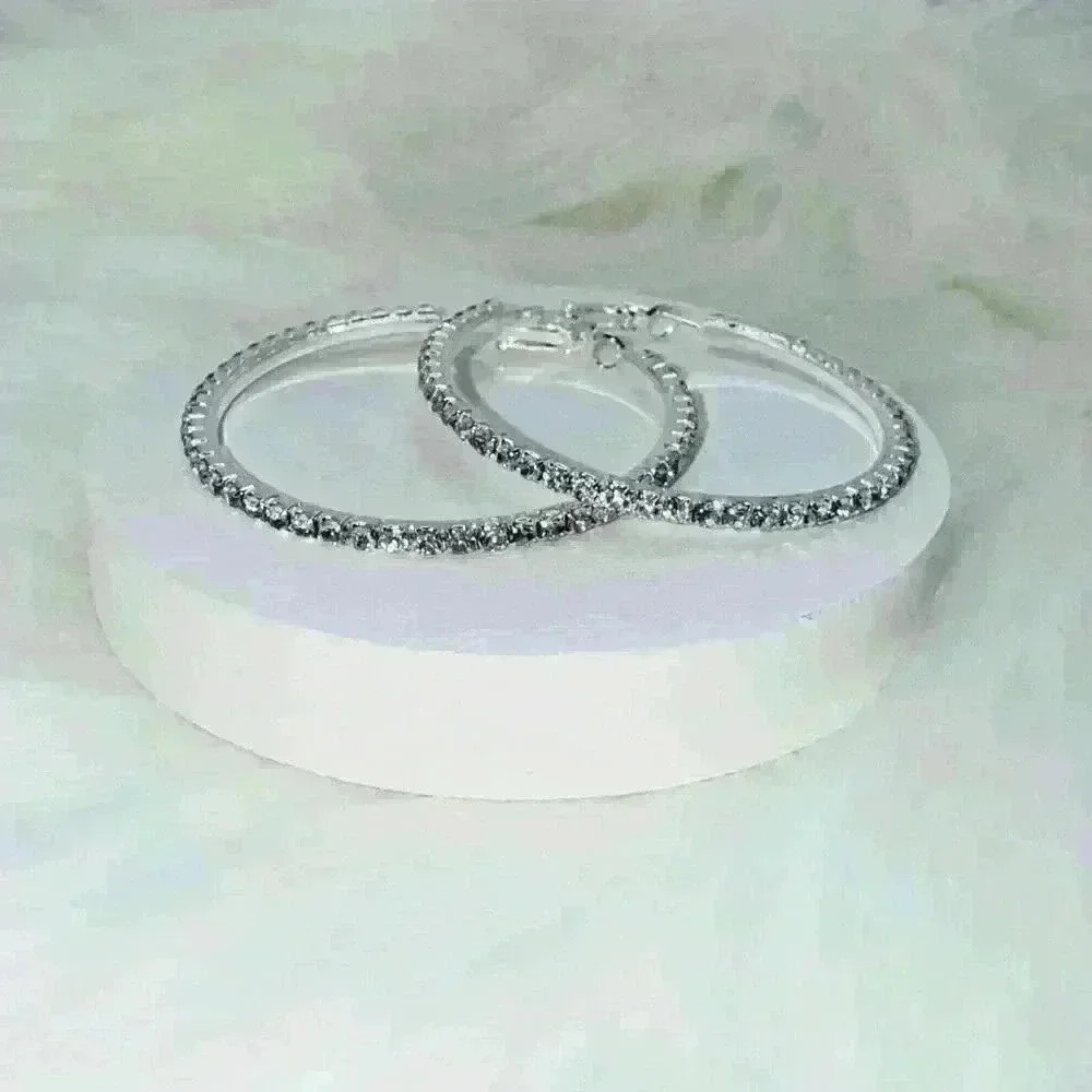Sparkling Rhinestones Hoop Earrings